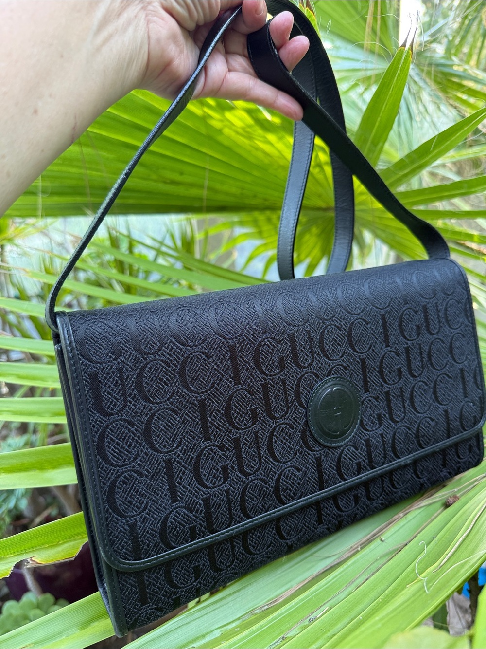 Vintage Gucci canvas/leather shoulder bag/clutch